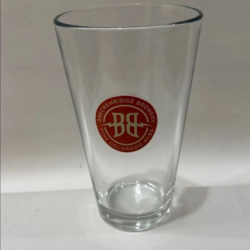 Breckenridge Brewery Clear 16 Oz Pint Glass 7 In Tall Orange Red Logo Colorado